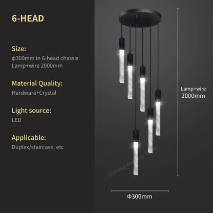 DecorBites™ Crystal Bubble Chandelier Pendant Light - Modern Staircase Hanging Fixture