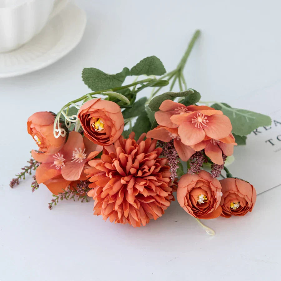 DecorBites™ Artificial Hydrangea Tea Rose Bouquet for Home Decor and DIY Wedding Bouquets