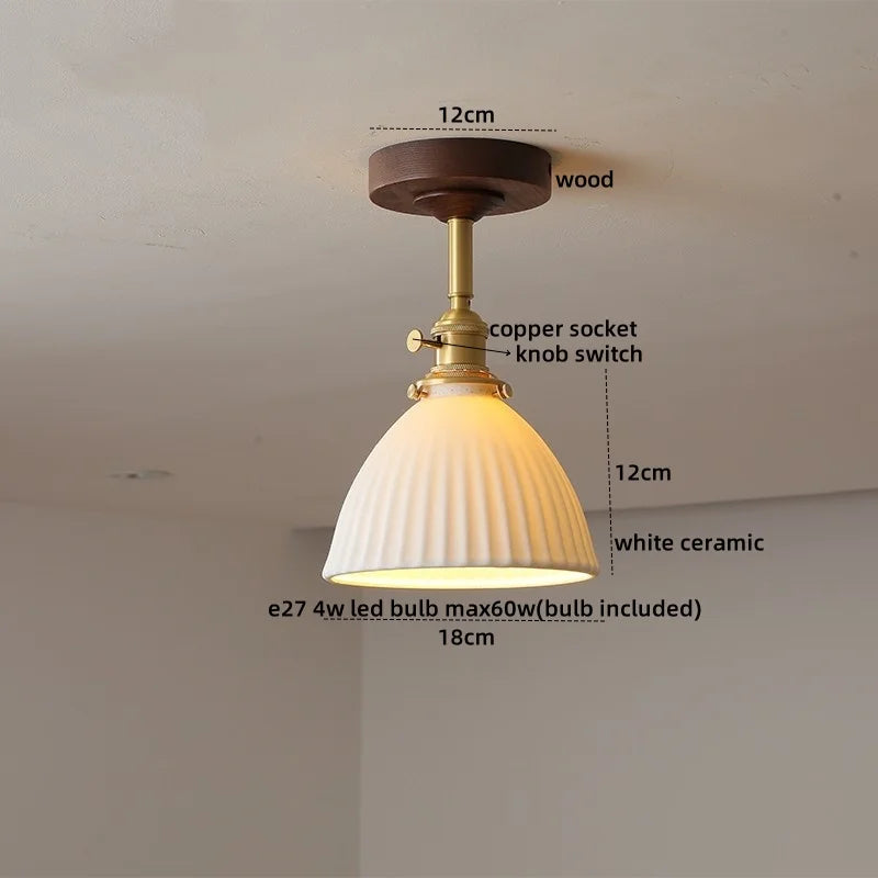 DecorBites™ Amber Glass Copper LED Ceiling Light Fixture for Modern Home Decor