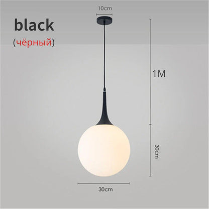DecorBites™ Glass Ball LED Pendant Lights for Modern Living Room, Black/White Horn Fixtures