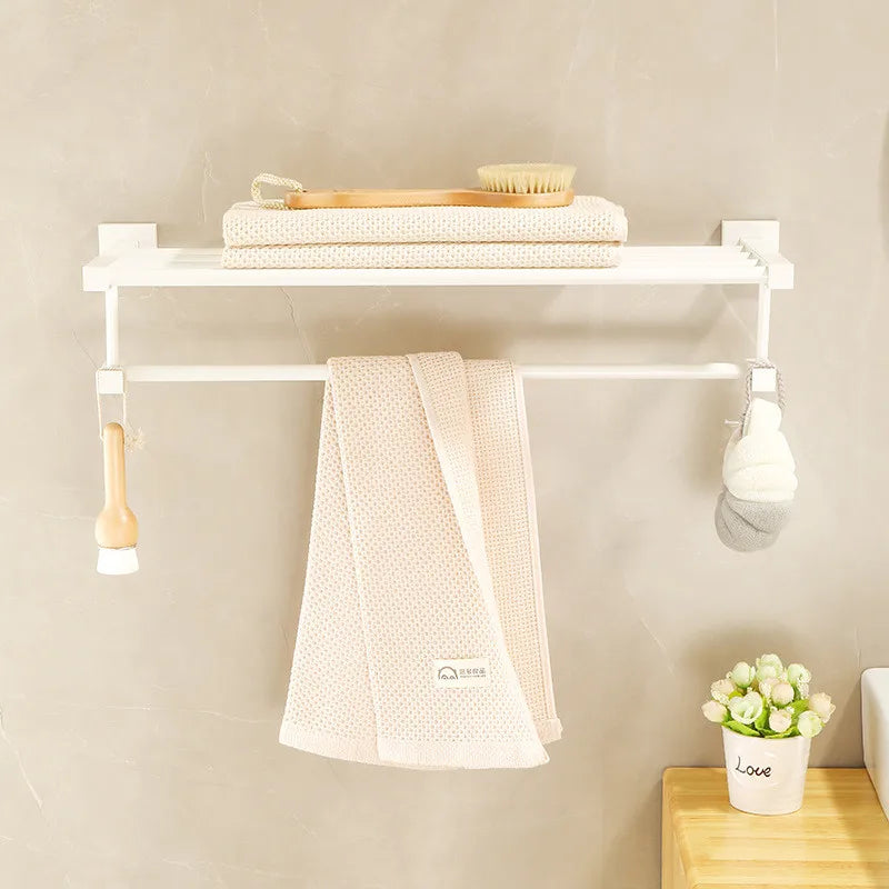 DecorBites™ Bathroom Set: Cream White Shelf, Towel Rack, Paper Holder, Brush Holder & Hardware