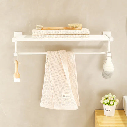 DecorBites™ Bathroom Set: Cream White Shelf, Towel Rack, Paper Holder, Brush Holder & Hardware