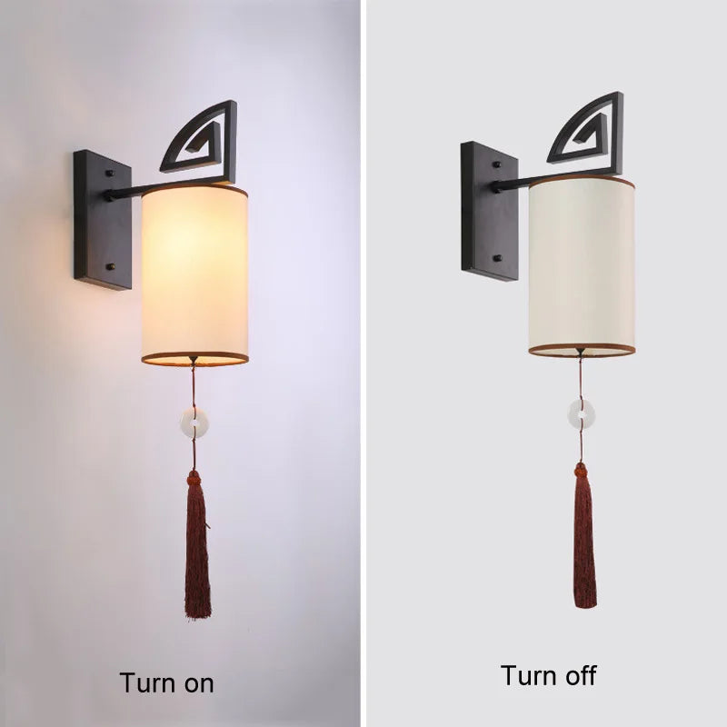 DecorBites™ Chinese Style E27 Cloth Wall Sconce for Living Room Bedroom Lighting