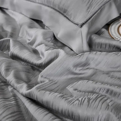 DecorBites™ Eucalyptus Fiber Jacquard Summer Quilt Set with Soft Silky Comforter, Sheet, Pillowcases