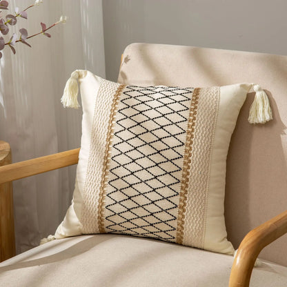 DecorBites™ Bohemian Style Fringed Throw Pillow Cover for Living Room Sofa