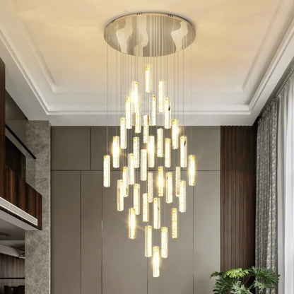 DecorBites™ Crystal Lustre Pendant Lights with Dimmable LED, Adjustable Cable - Gold Chrome Steel
