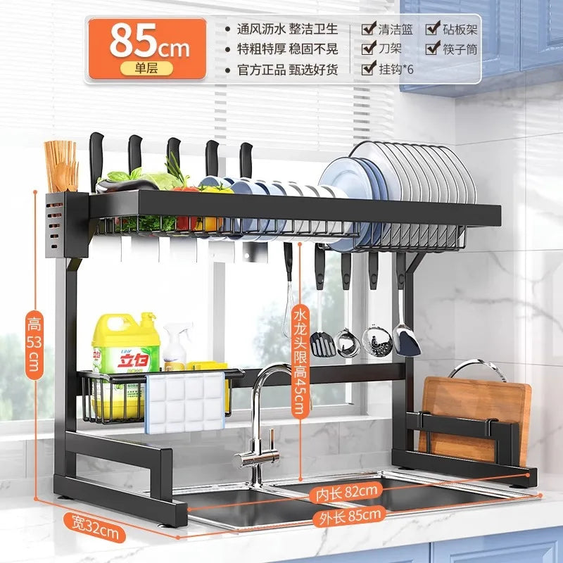 DecorBites™ 2-Layer Over Sink Dish Drying Rack & Utensil Holder Organizer
