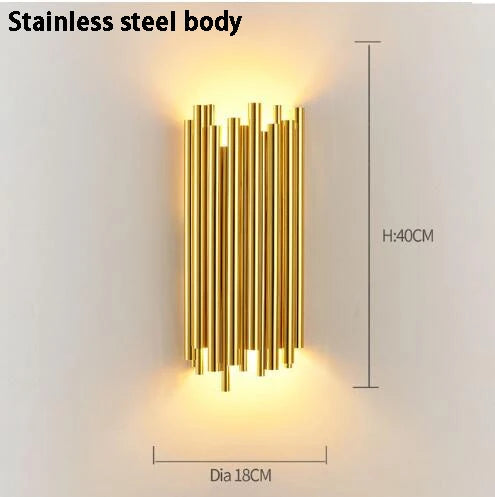 DecorBites™ Golden LED Tube Wall Sconce Light for Living Room, Dining Hall, Stair Decor