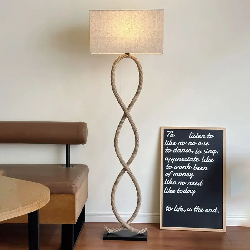 ™ Hemp Rope Fabric Shade LED Floor Lamp for Home Decor