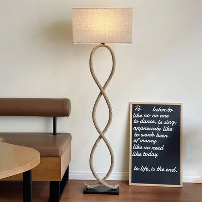 ™ Hemp Rope Fabric Shade LED Floor Lamp for Home Decor