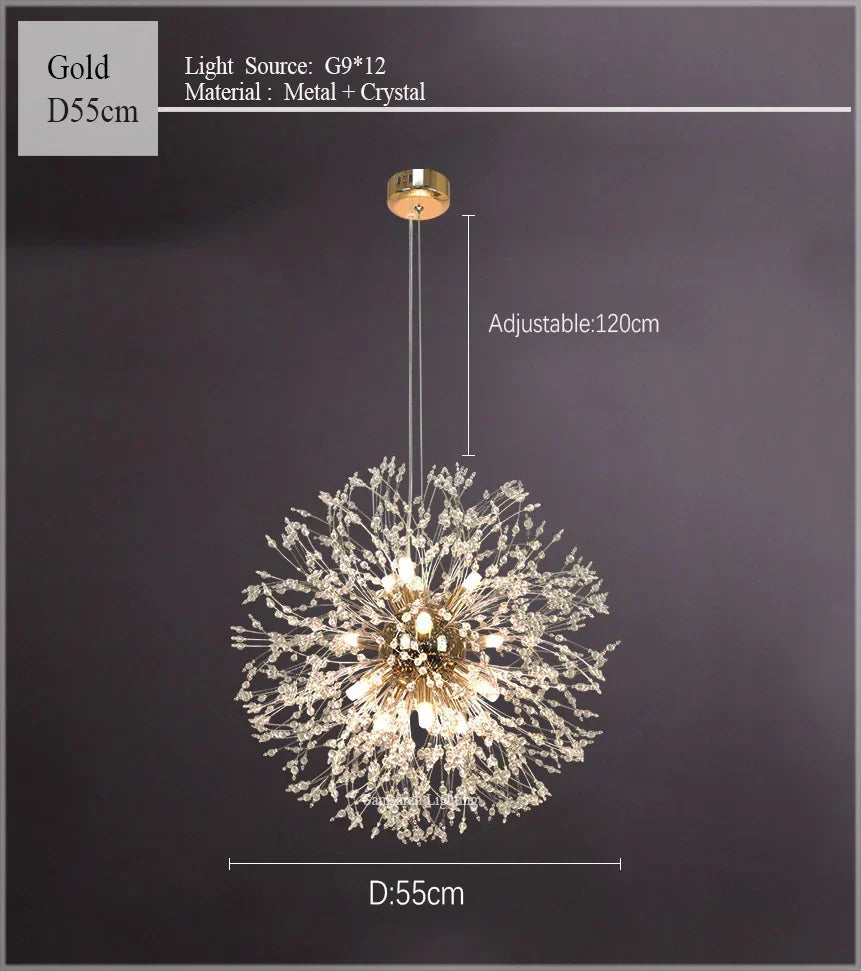 DecorBites™ Dandelion Chandelier LED Sparkle Ball Crystal Lighting for Restaurant & Living Room