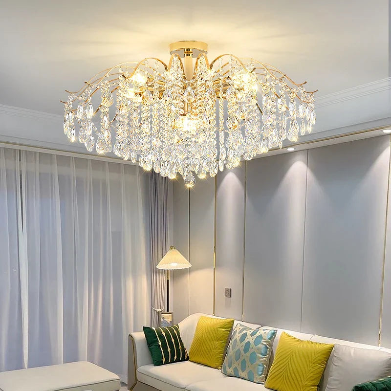 DecorBites™ Crystal Chandelier: Luxury French Retro Charm, Modern & Romantic Lighting
