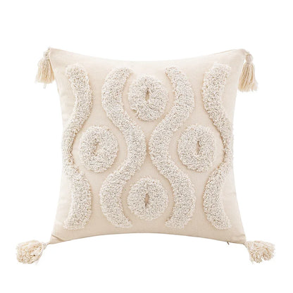 DecorBites™ Geometric Tufted Cushion Cover Beige Patchwork Pillow Covers Wabi-sabi Style