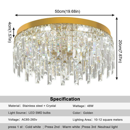 DecorBites™ Crystal Ceiling Chandelier: Modern LED Round Pendant Lamp for Luxury Home Decor