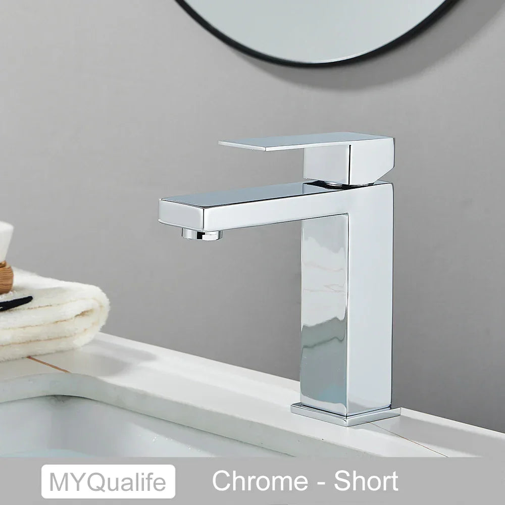 DecorBites™ Gold Stainless Steel Bathroom Basin Faucet Mixer Deck Mounted