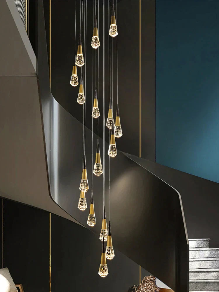 DecorBites™ Crystal Chandelier LED Staircase Lamp for Elegant Living Room, Kitchen, and Restaurant