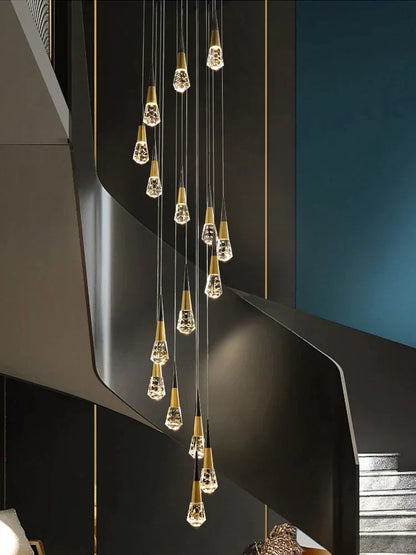 DecorBites™ Crystal Chandelier LED Staircase Lamp for Elegant Living Room, Kitchen, and Restaurant