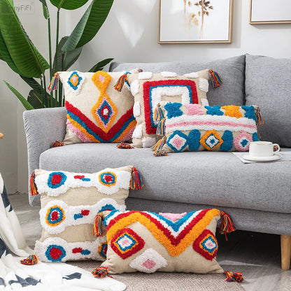 DecorBites™ Boho Tassel Macrame Throw Pillow Covers - Luxury Home Decor for Bed Sofa