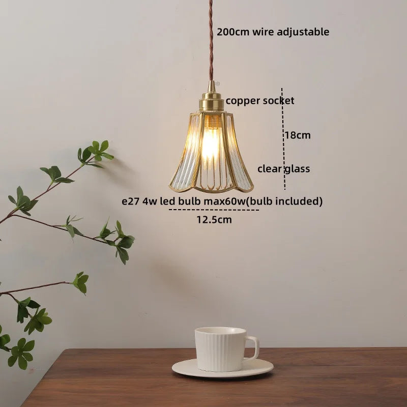 DecorBites™ Glass Copper Pendant Light Modern LED Hanging Light for Home Decor