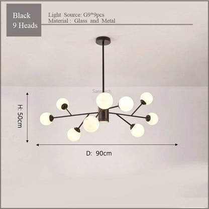 DecorBites™ Gold Black LED Ceiling Chandelier for Living Room Bedroom Lighting Fixtures