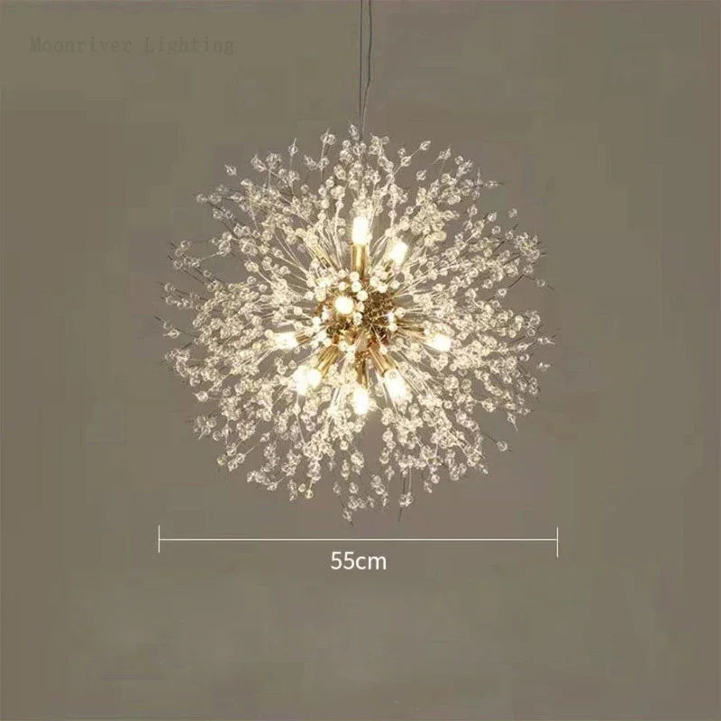 DecorBites™ Dandelion Crystal Chandelier: Modern Nordic Style LED Pendant Light for Living Room