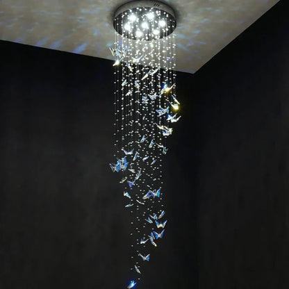 DecorBites™ Crystal Staircase Chandelier: Luxury LED Hanging Lamps for Modern Living Room