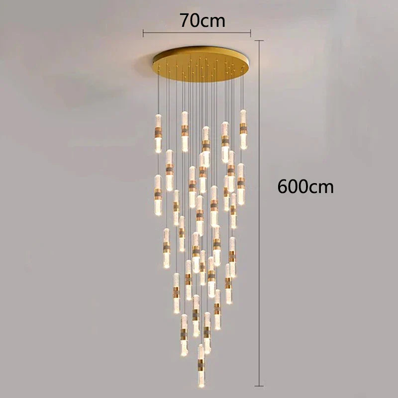 DecorBites™ Crystal Chandelier Stair Pendant Lamp Living Room Pendant Lights Interior Lighting