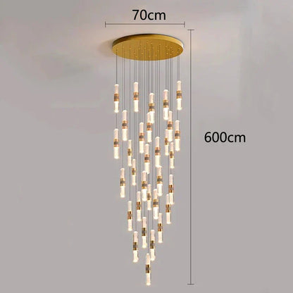 DecorBites™ Crystal Chandelier Stair Pendant Lamp Living Room Pendant Lights Interior Lighting