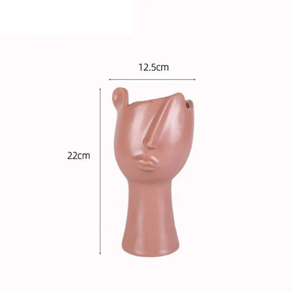 DecorBites™ Abstract Face Ceramic Vase for Table Flowers Decoration