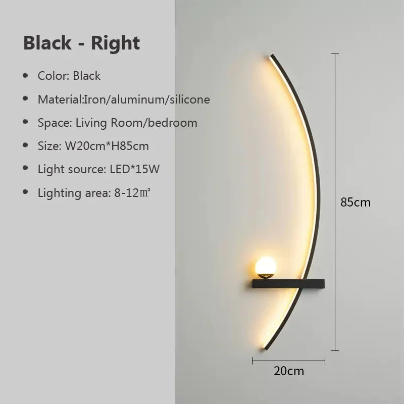 DecorBites™ Black Gold Modern Wall Sconce for Bedroom Study Home Indoor Lighting