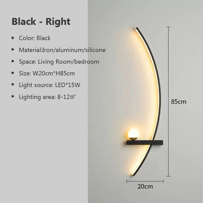 DecorBites™ Black Gold Modern Wall Sconce for Bedroom Study Home Indoor Lighting