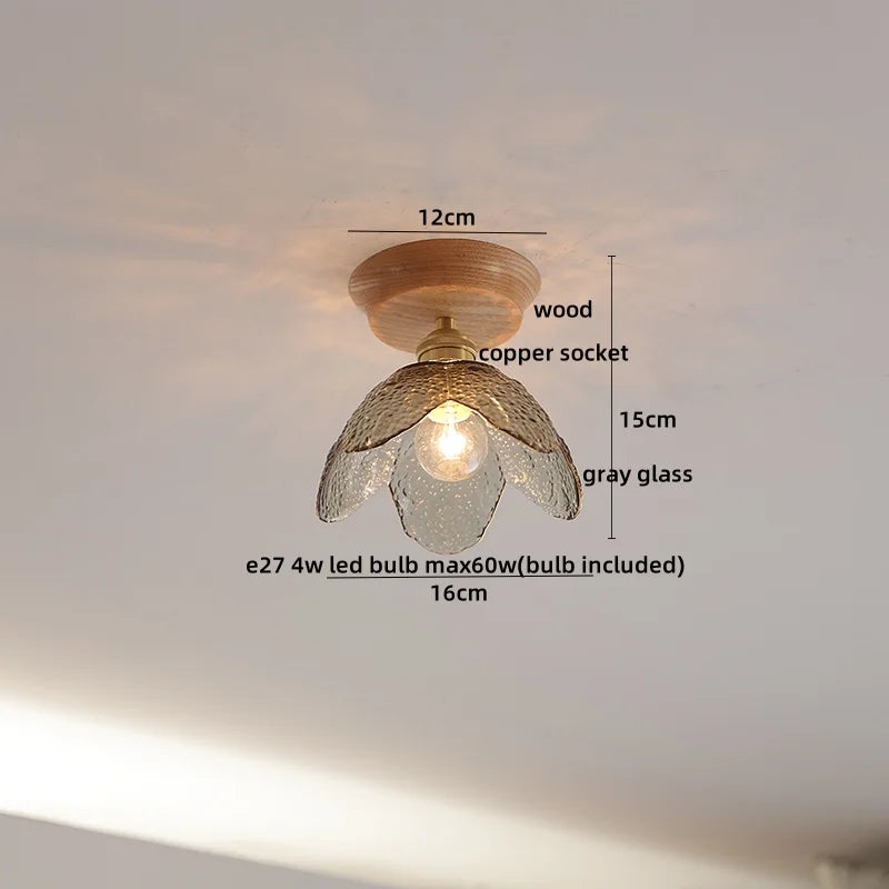 DecorBites™ Copper Wood LED Ceiling Lamp Ceramic Modern Ceiling Lights for Home Decor