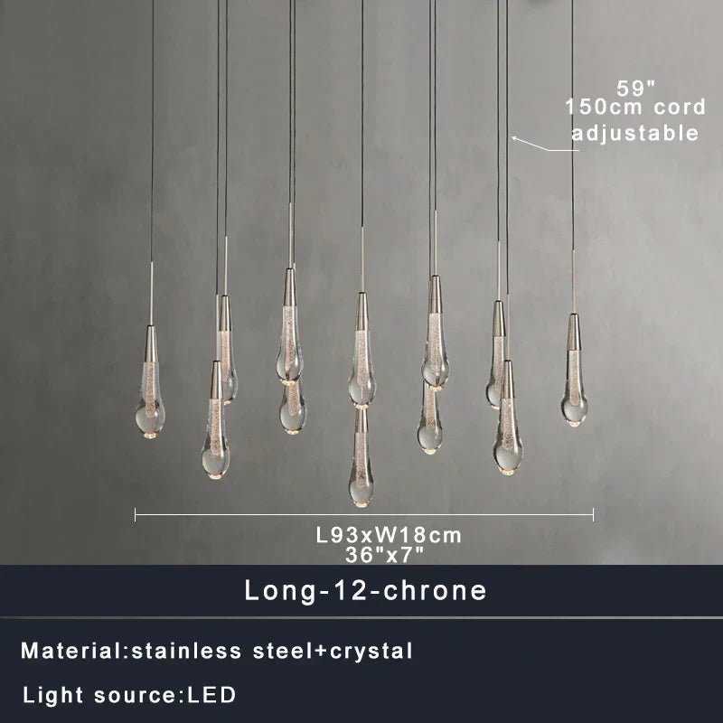 DecorBites™ Crystal Water-drop Ceiling Chandelier, Elegant Dining Room Décor.