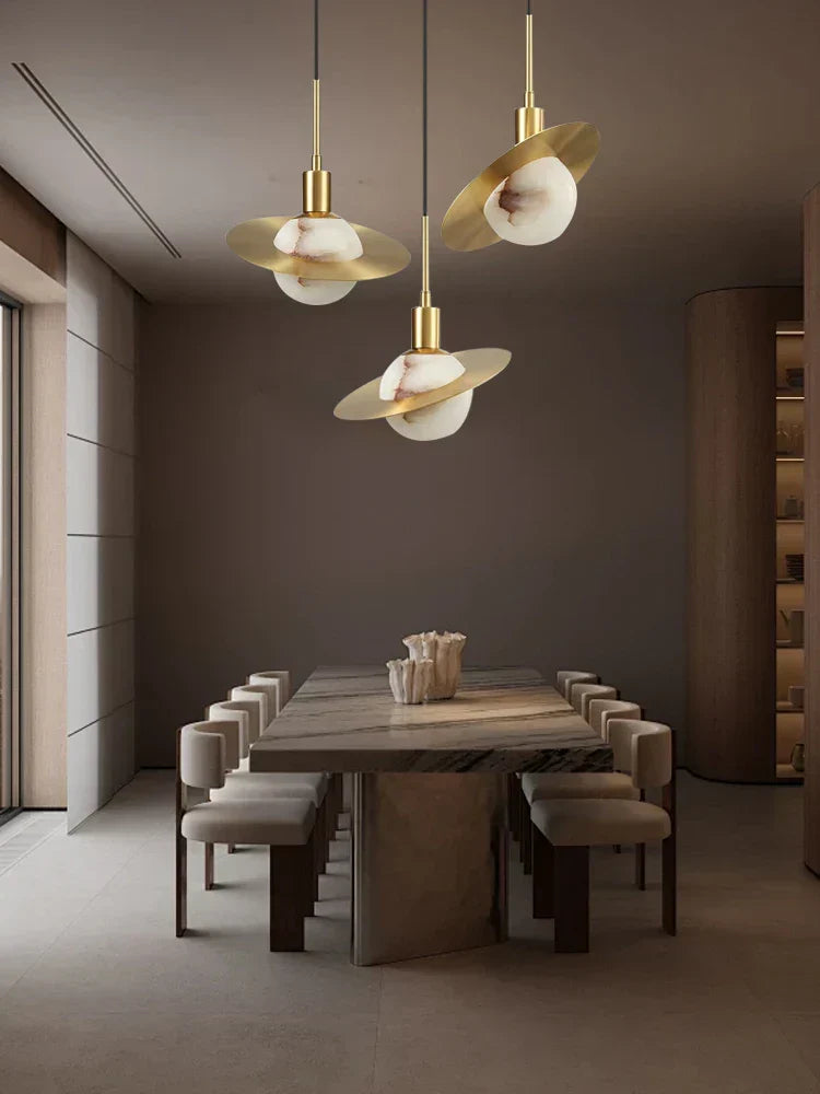 DecorBites™ Alabaster Marble Pendant Lights for Luxury Dining Room, Kitchen & Bar Décor