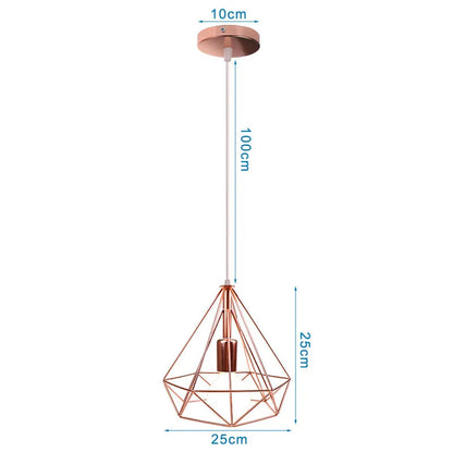 DecorBites™ Industrial Iron Cage Pyramid Pendant Lamp for Kitchen Bedroom Living Room