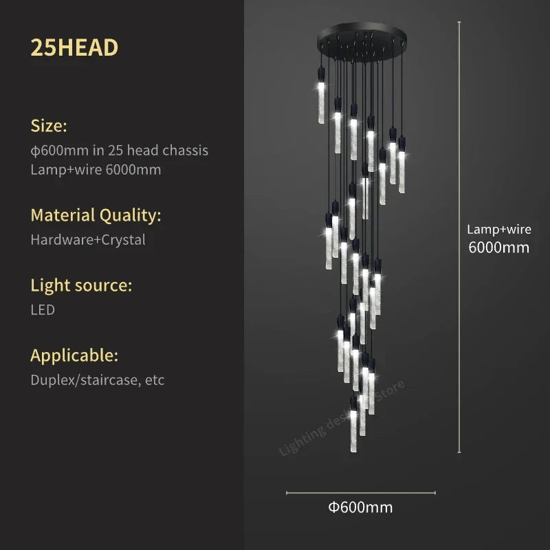 DecorBites™ Crystal Bubble Chandelier Pendant Light - Modern Staircase Hanging Fixture