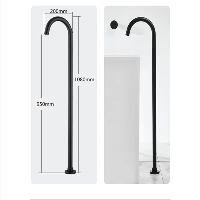 DecorBites™ Brushed Gold Black Floor Mounted Bathtub Shower Faucet