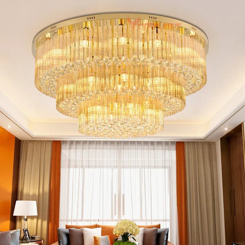 ™ Large Crystal Ceiling Lamp: Elegant Home & Hotel Lighting Fixture