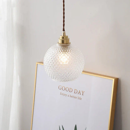 DecorBites™ Glass Ball LED Pendant Light: Nordic Modern Copper Socket Hanging Lamp for Home Indoor Lighting.