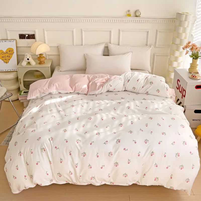 DecorBites™ Cartoon Heart Plant Floral Print 3Pcs Set (Duvet Cover + Pillowcases)