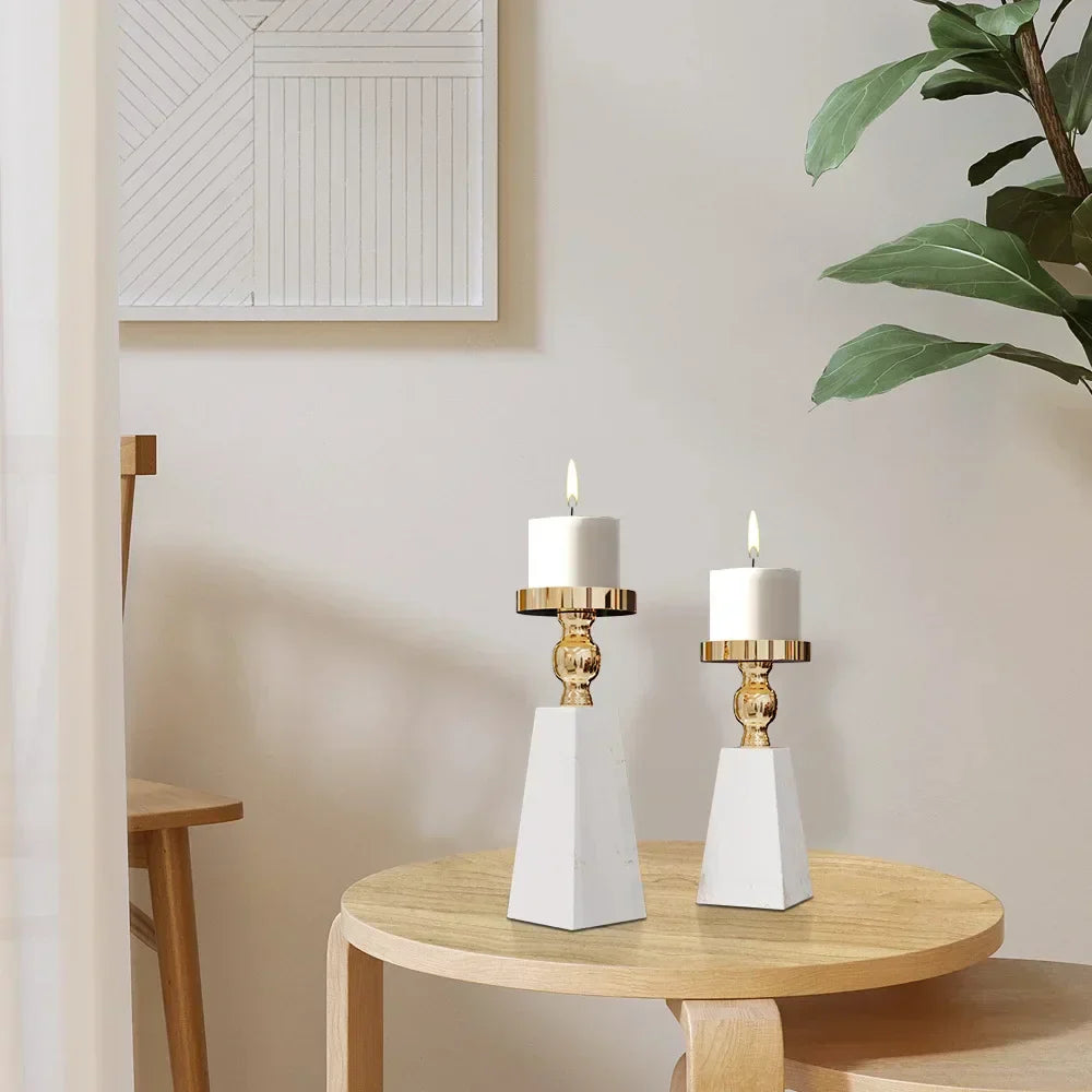 DecorBites™ Luxe Marble Candle Holder - Modern Minimalist Style