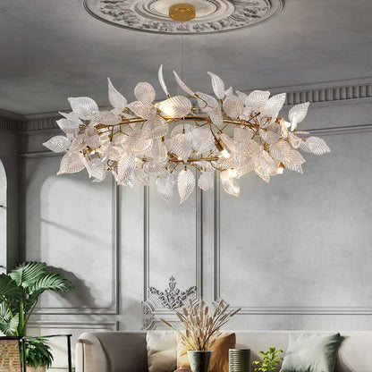 DecorBites™ Ginkgo Leaf Crystal Chandelier - Elegant LED Pendant Lamp for Dining & Living Room