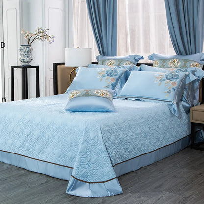 DecorBites™ 200S Cotton Embroidery Bedding Set - Queen King Linens - Duvet Cover Sheets