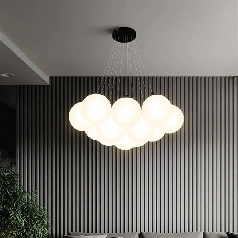 DecorBites™ Glass Ball LED Pendant Light for Home Decor, Nordic Style Chandelier for Living Room