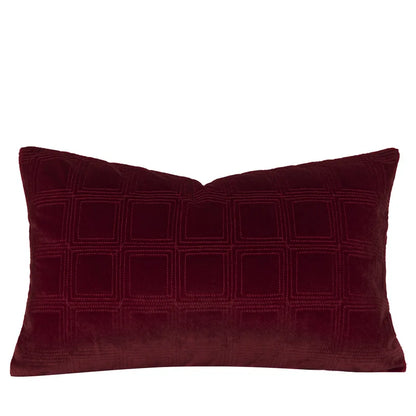 DecorBites™ Burgundy Velvet Geometric Embroidered Bed Runner Luxury Bedroom Hotel Wedding