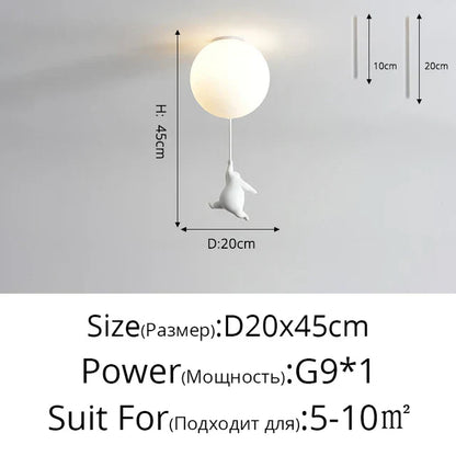 DecorBites™ Kids Cartoon Panda Polar Bear Ceiling Light Chandelier for Boys and Girls' Bedroom