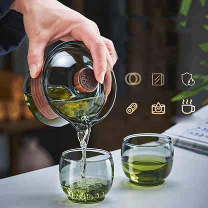 DecorBites™ Glass Tureen Teapot Cover Bowl Puer Oolong Kung Fu Tea Set