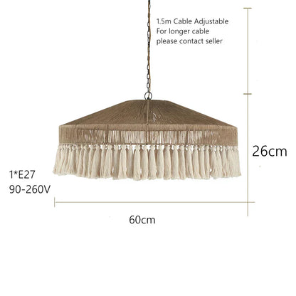 DecorBites™ Bohemian Tassel Chandelier: Handmade Nordic Rustic Pendant Lamps for Home and Shop