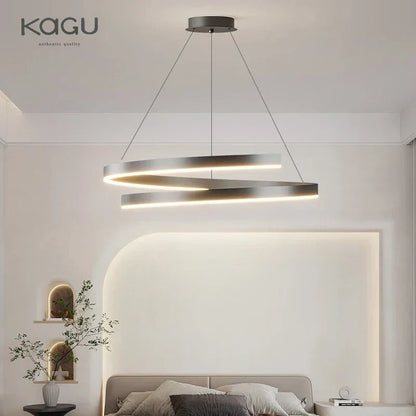 DecorBites™ Black/White Spiral Chandelier for Living Dining Kitchen. Trendy Round Indoor Lighting Fixture.