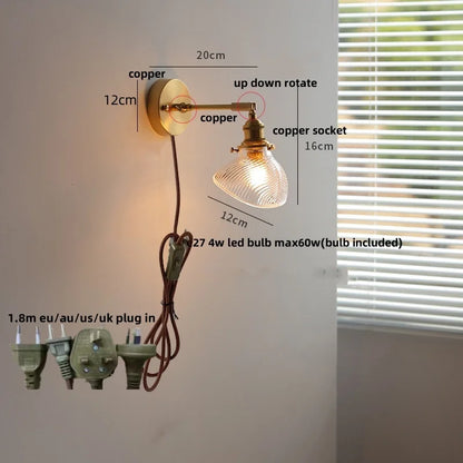 DecorBites™ Brass Swing Arm LED Wall Light Fixture with Rotatable Arms & Pull Chain Switch